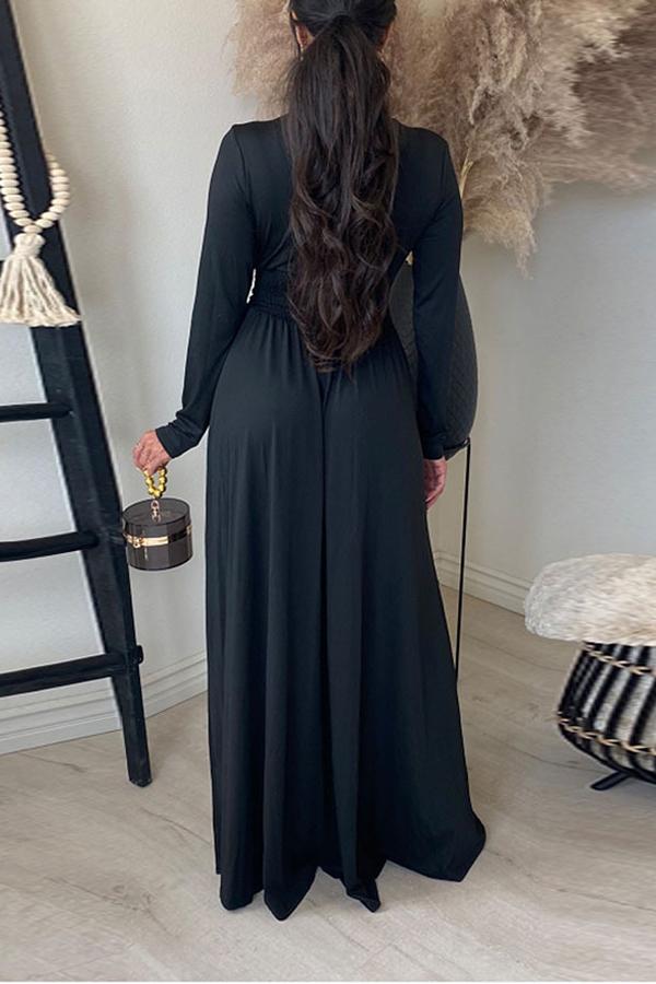 Deep V Collect Waist Side Slit Maxi Dress Fashionpara