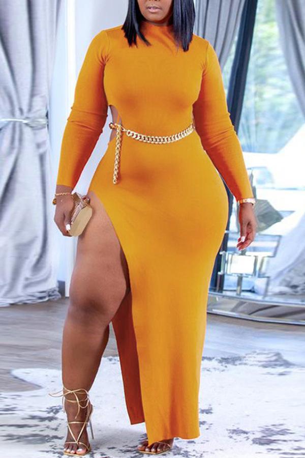 Plus Size Sexy High Slit Cut Out Maxi Dress Fashionpara