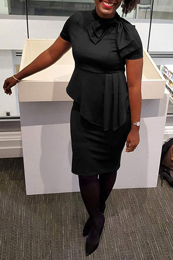 Asymmetrical With Bow O Neck One Step Skirt Dress Fashionpara