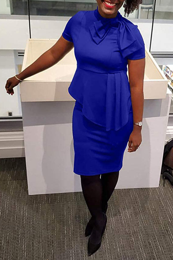 Asymmetrical With Bow O Neck One Step Skirt Dress Fashionpara