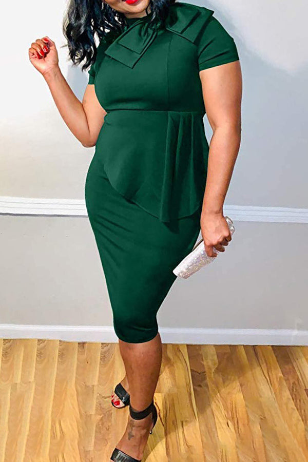 Asymmetrical With Bow O Neck One Step Skirt Dress Fashionpara