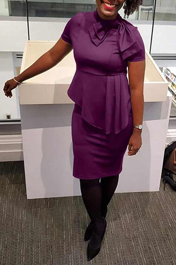 Asymmetrical With Bow O Neck One Step Skirt Dress Fashionpara