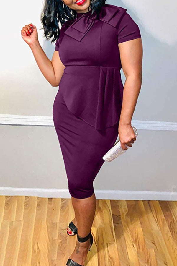 Asymmetrical With Bow O Neck One Step Skirt Dress Fashionpara