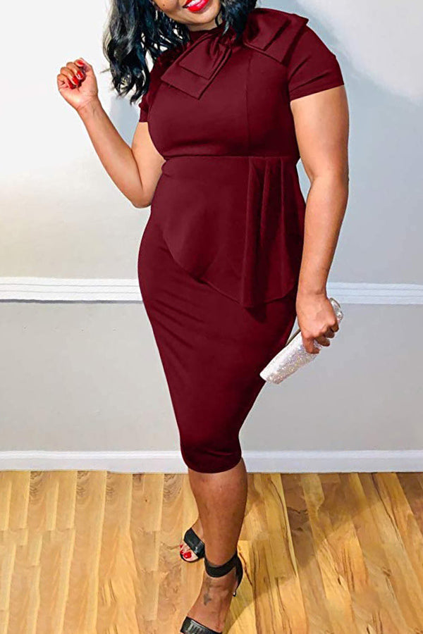 Asymmetrical With Bow O Neck One Step Skirt Dress Fashionpara