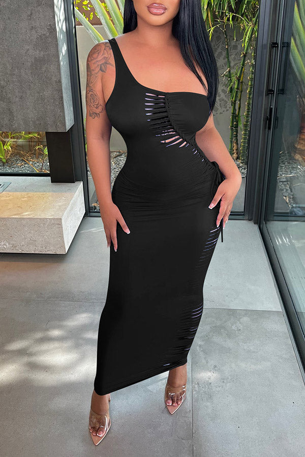 Sexy One Shoulder Hollow Out Maxi Dress Fashionpara