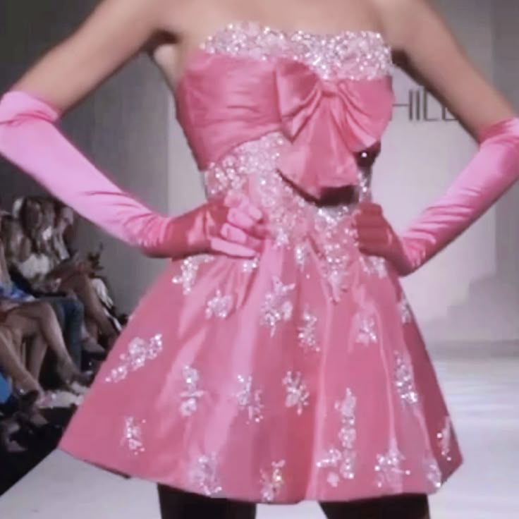 Stylish Pink Sequin Beaded Mini Birthday Outfits Formal Homecoming Dress With Gloves S422