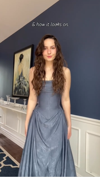 Classy Gray Satin Pleated Mermaid Party Dress Long Wedding Guest Dress D1301