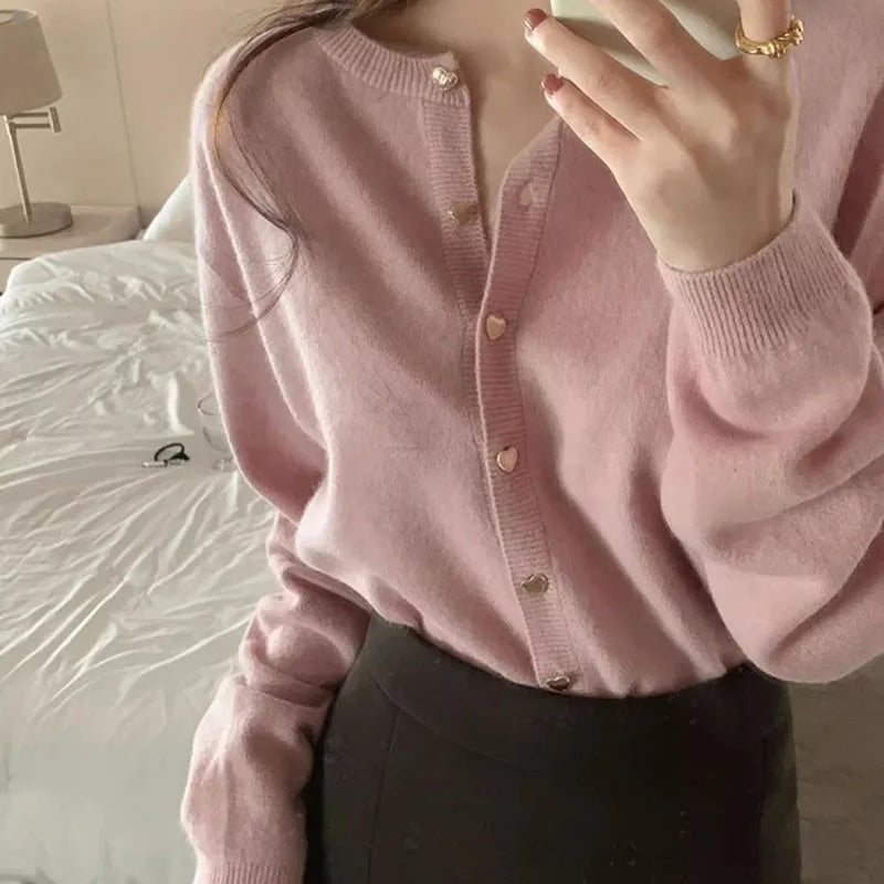 O-neck Long Sleeve Casual Cardigan