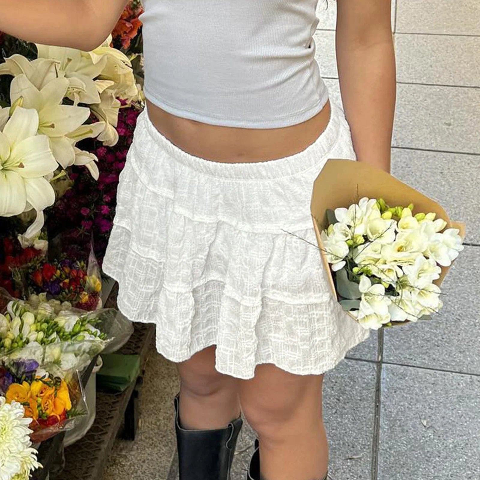 Frill Mini Skirt with Shorts Skirt