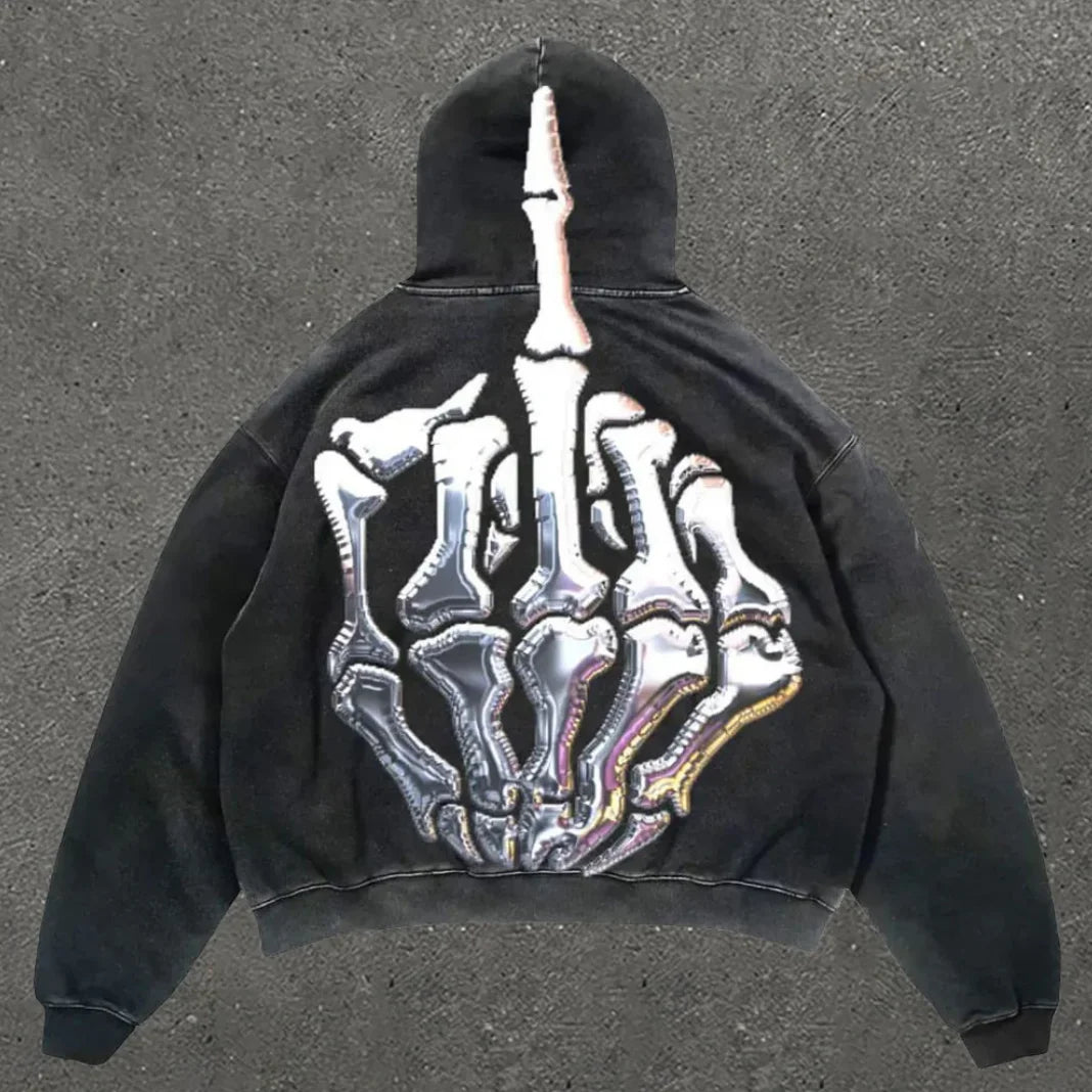 Skull Rap Graphic Cotton Hoodie