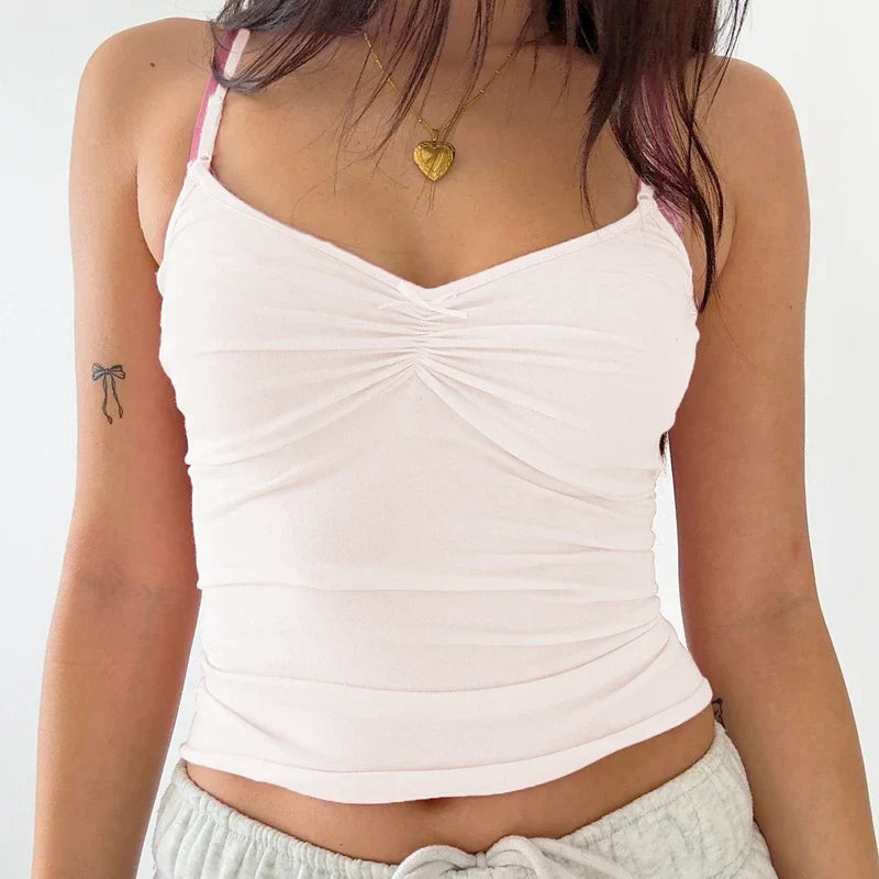 Y2K Ruched Bow Slim Fit Retro Backless Kawaii Fairy Coquette Crop Top