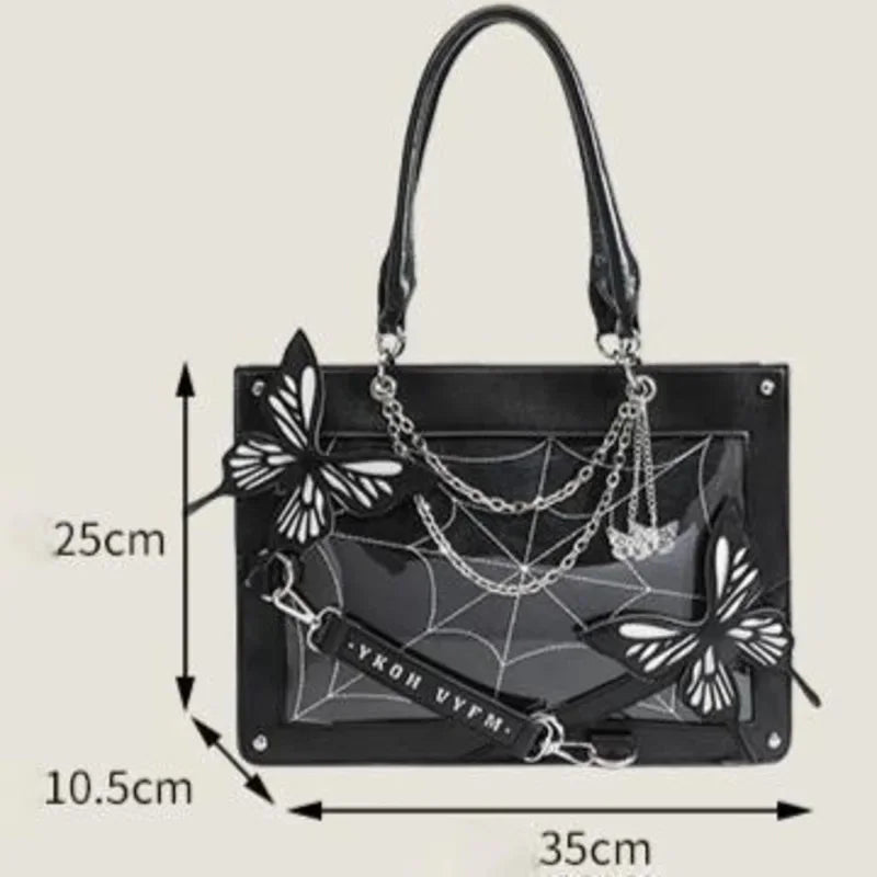 Vintage Gothic DIY Labyrinth Transparent Shoulder Ita Bag - Fashionpara