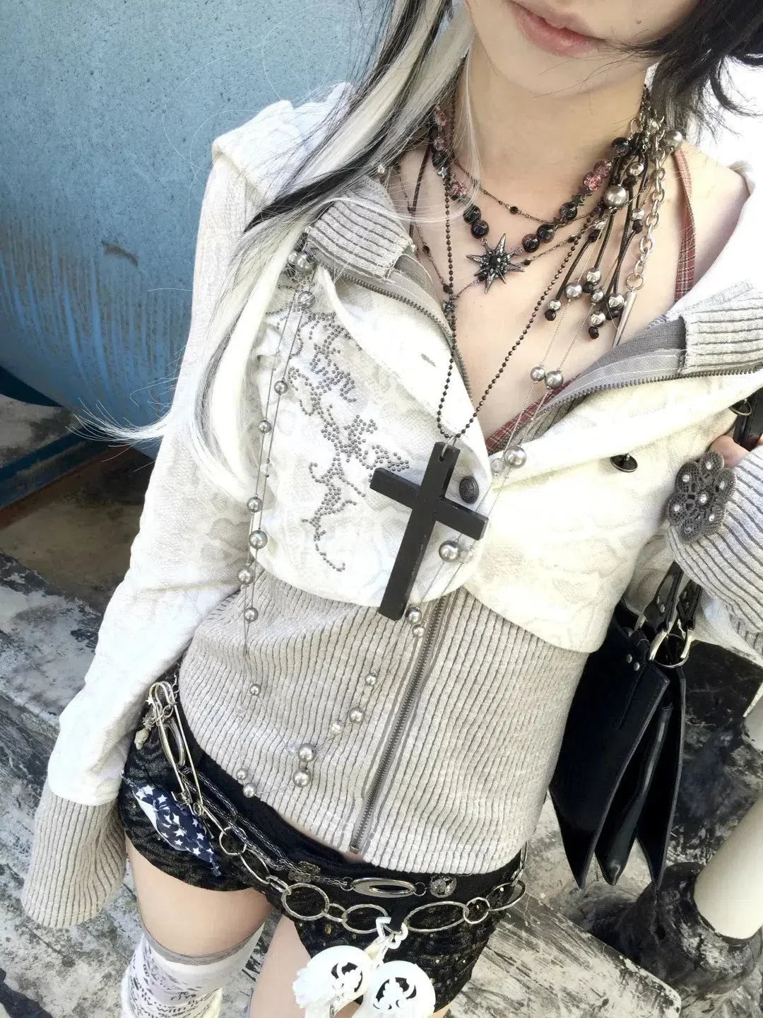 Y2K Rhinestone Layered Cardigan 2