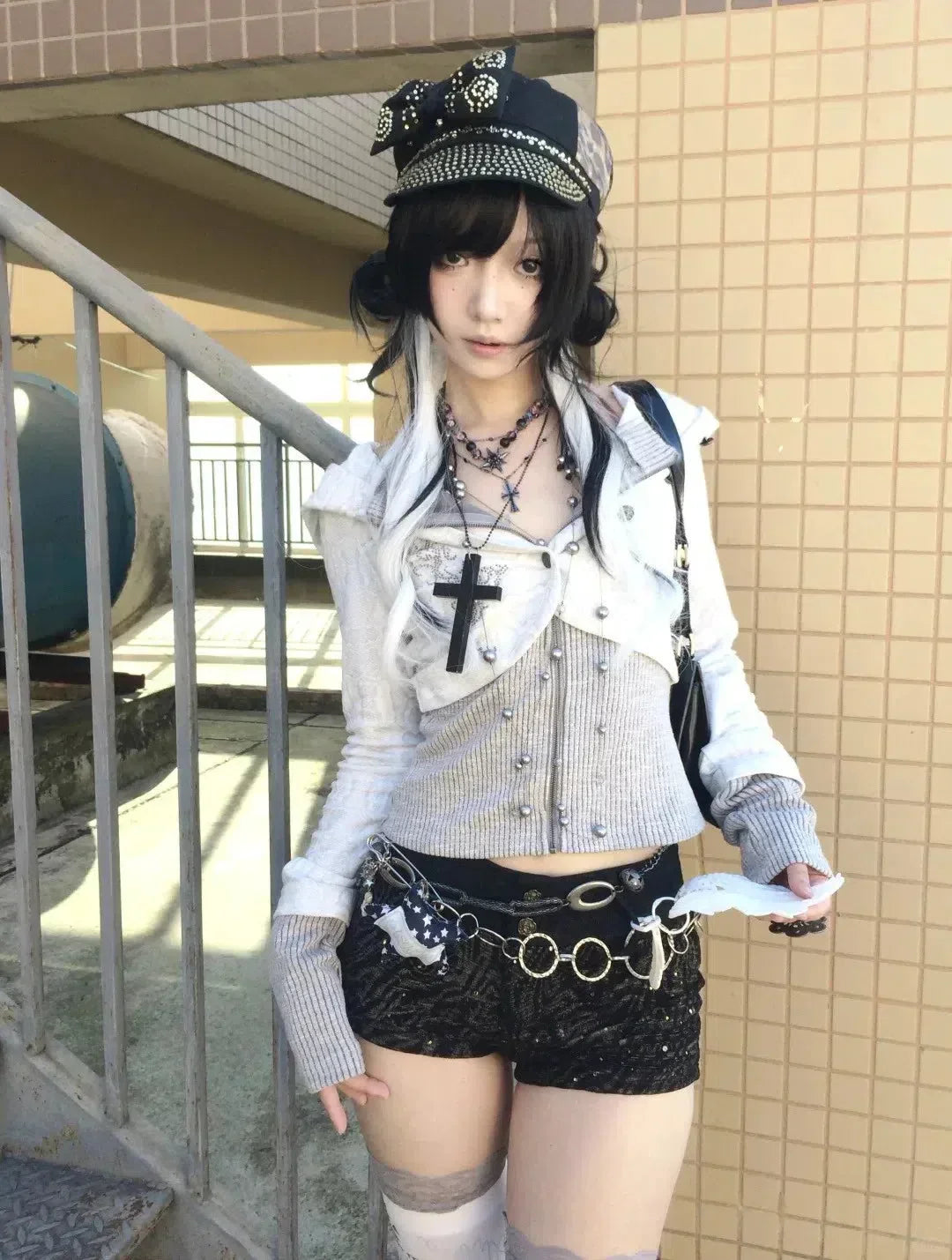 Y2K Rhinestone Layered Cardigan 3