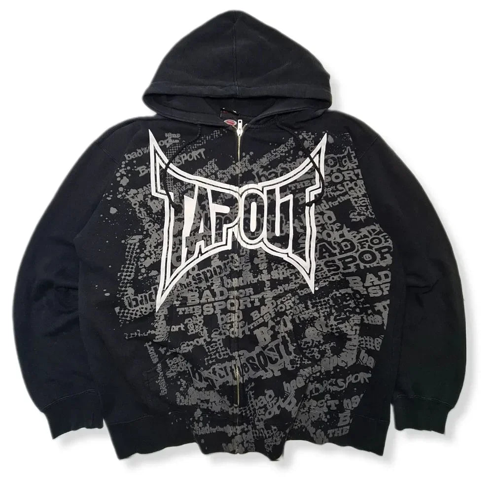 Skull Graphic Zipper Hoodie