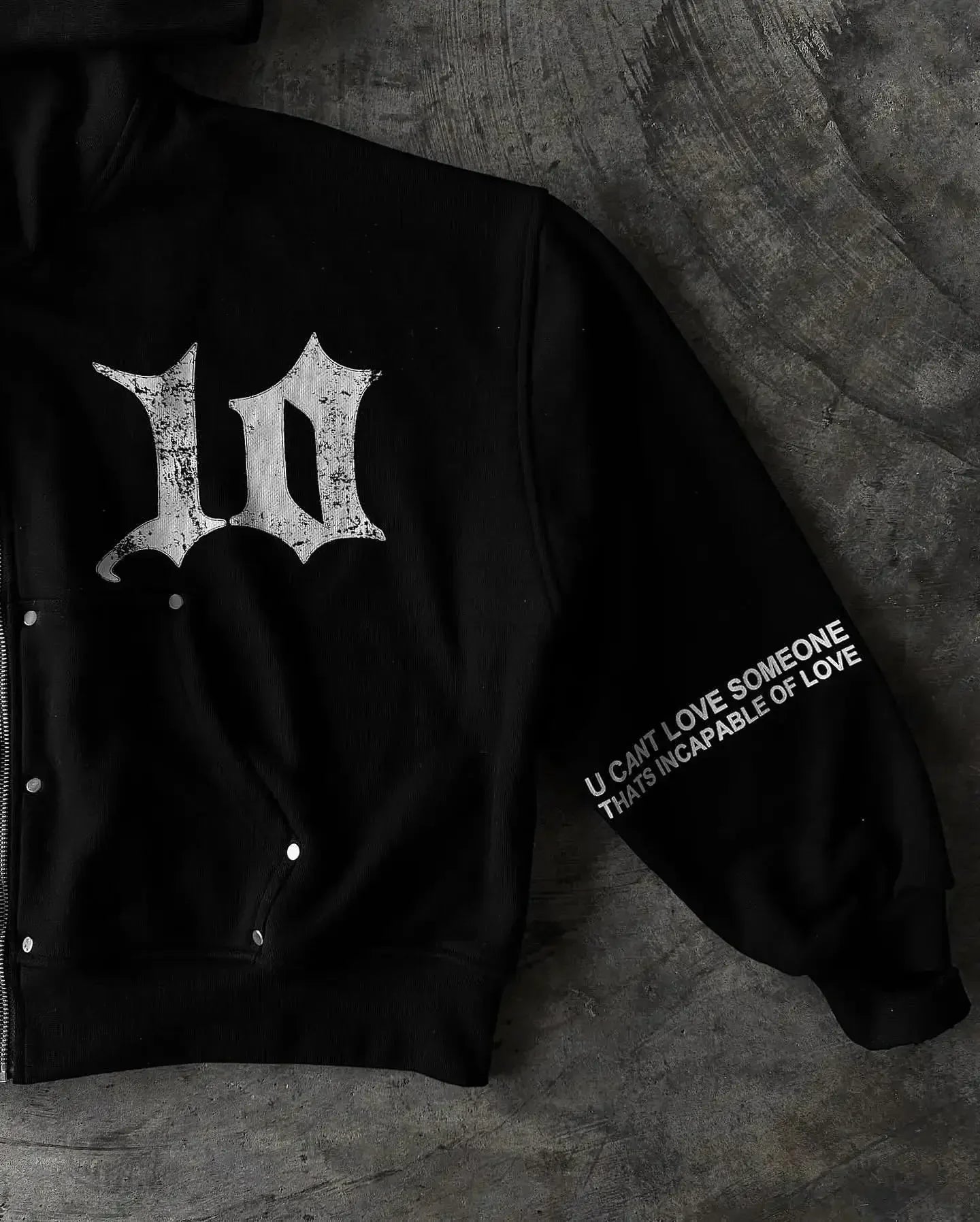 Vintage Black Zipper Hoodie