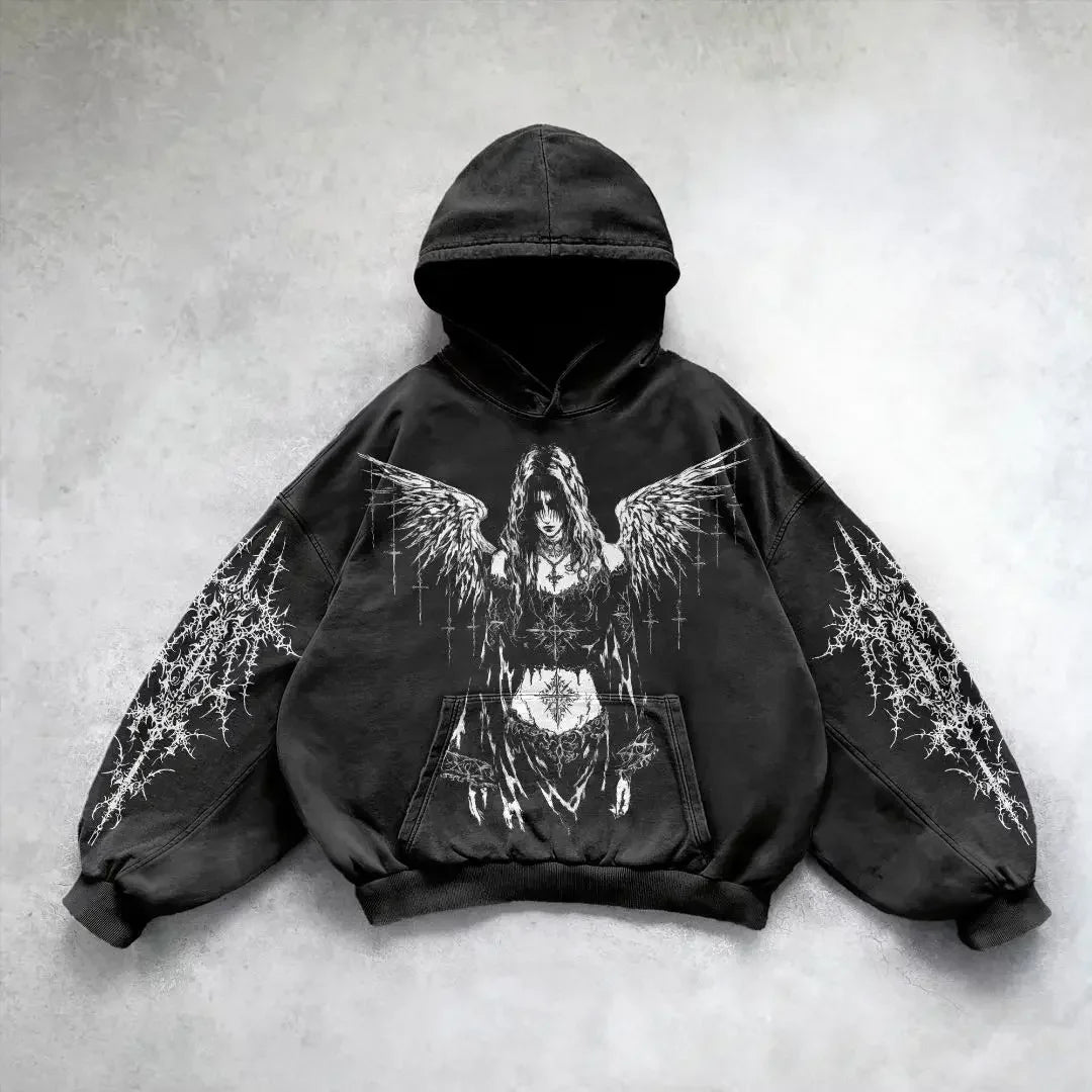 Y2K Gothic Skull Zipper Hoodie