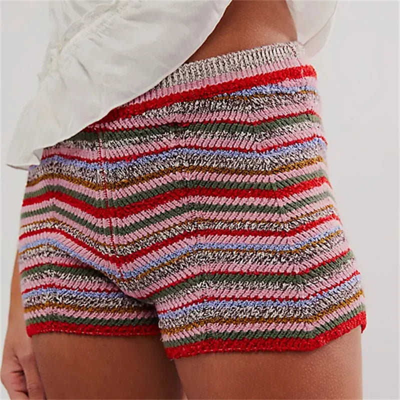 Knitted Wave Striped Micro Short