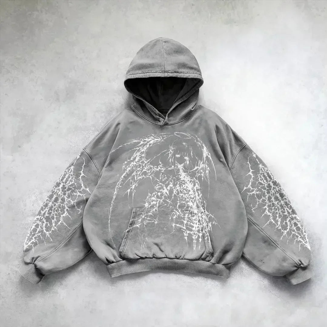 Casual Retro Gothic Printing Hoodie