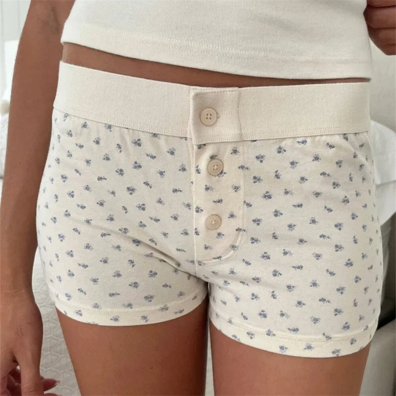 Cotton Print Button Sweatshort