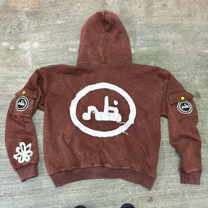 Vintage Wash Zip Up Hoodie