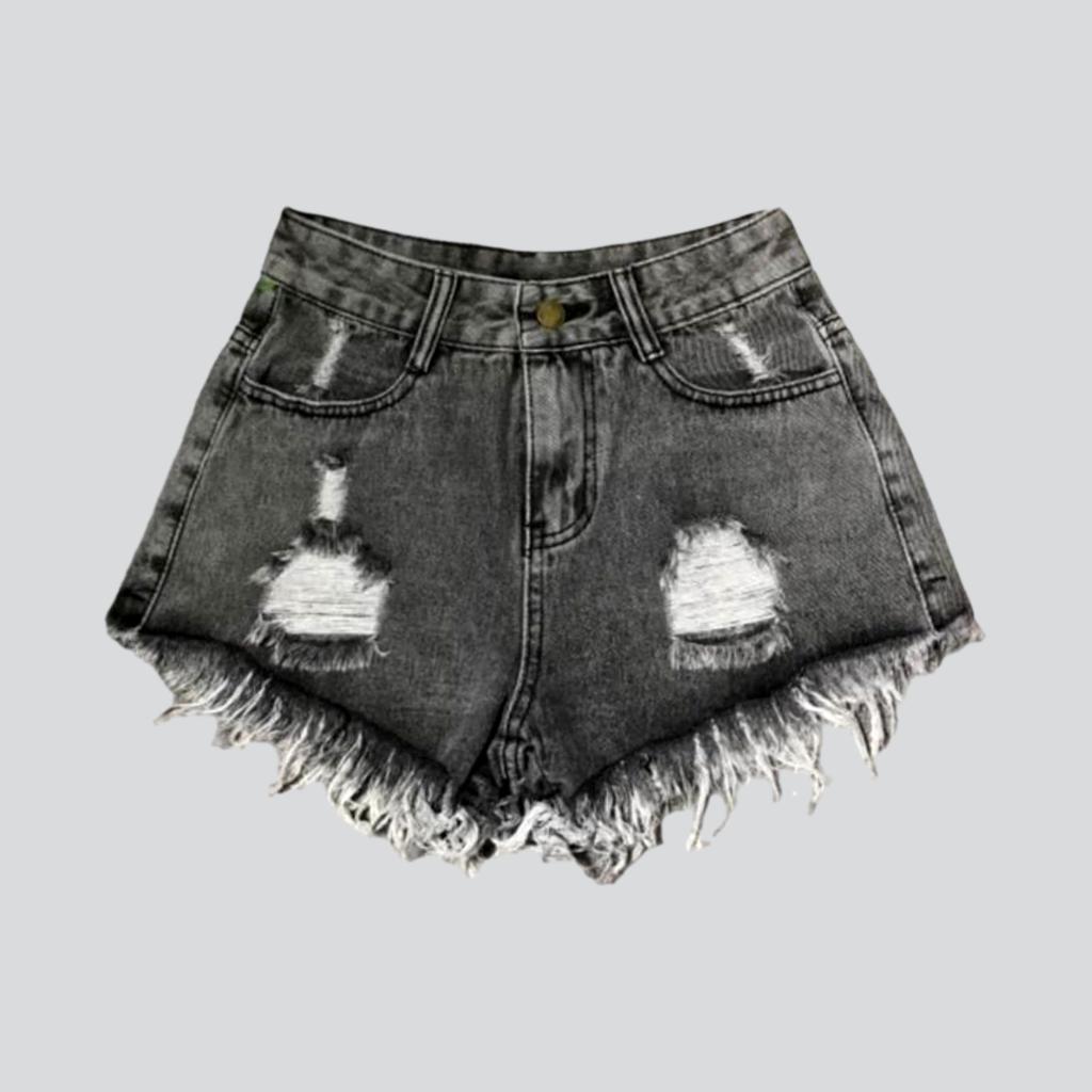 Y2k distressed women's jean shorts - Fashionpara