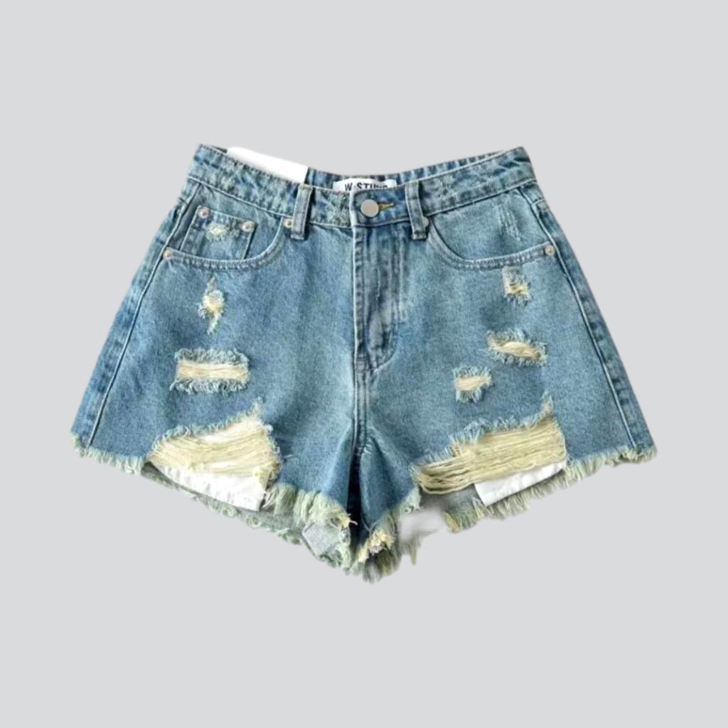 Y2k fashion distressed denim shorts - Fashionpara