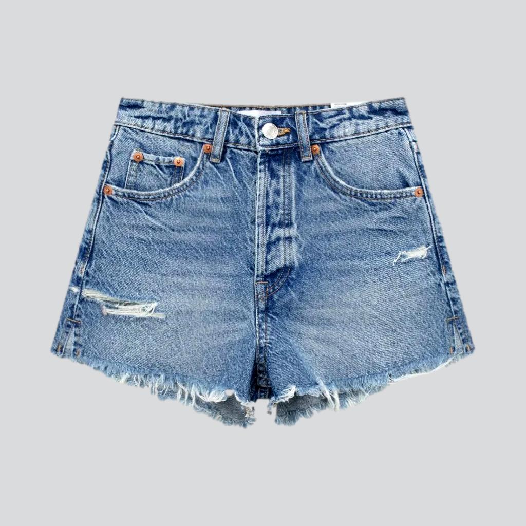 Y2k women's distressed denim shorts - Fashionpara