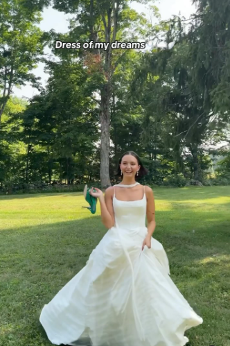 Simple Ball Gown Spaghetti Straps White Satin Long Wedding Dresses Bridal Dress SD2389