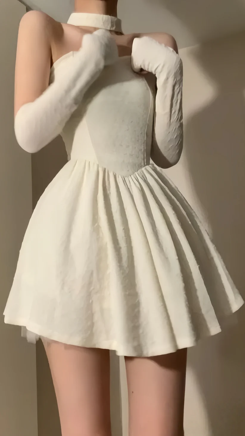 Classy Off White Strapless A Line Tulle Satin Short Prom Dress Formal Birthday Outfits D783