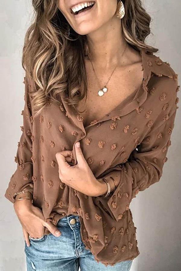 Florcoo Turndown Collar Patchwork Solid Shirt - Fashionpara