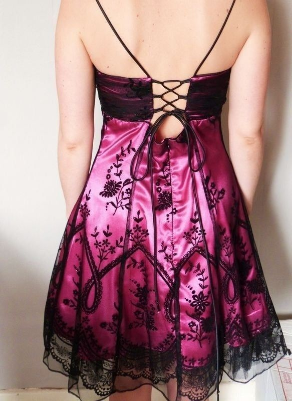 Vintage Spaghetti Straps Hot Pink A Line Short Homecoming Dress Cocktail Dress D714