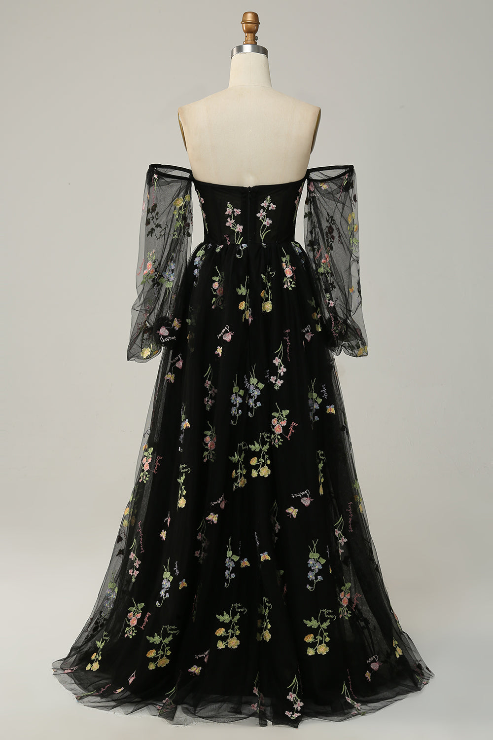 A Line Off the Shoulder Green Plus Size Prom Dress with Embroidery - Fashionpara