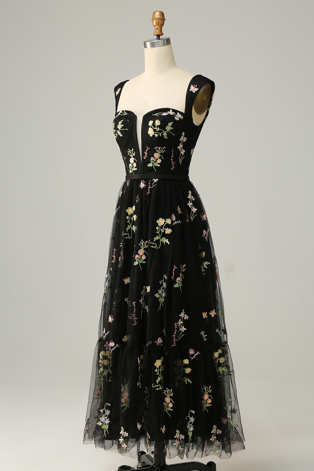 Champagne Long Prom Dress with Embroidery - Fashionpara