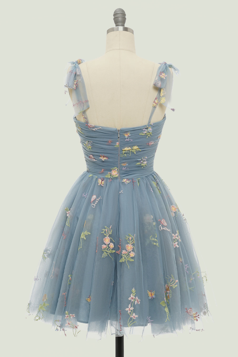 Cute A Line Spaghetti Straps Champagne Homecoming Dress with Embroidery - Fashionpara