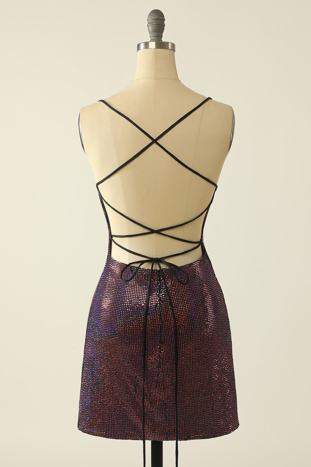 Fuchsia Sequin Homecoming Dress - Fashionpara