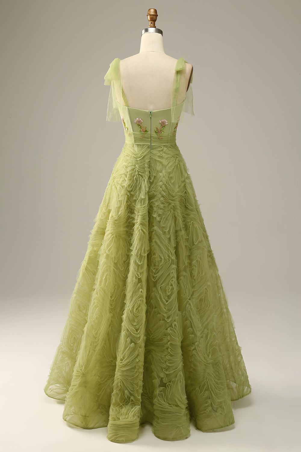 Light Green A-Line Prom Dress With Embroidery - Fashionpara