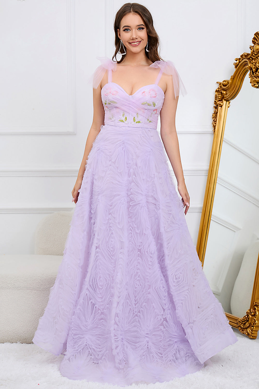 Light Green A-Line Prom Dress With Embroidery - Fashionpara
