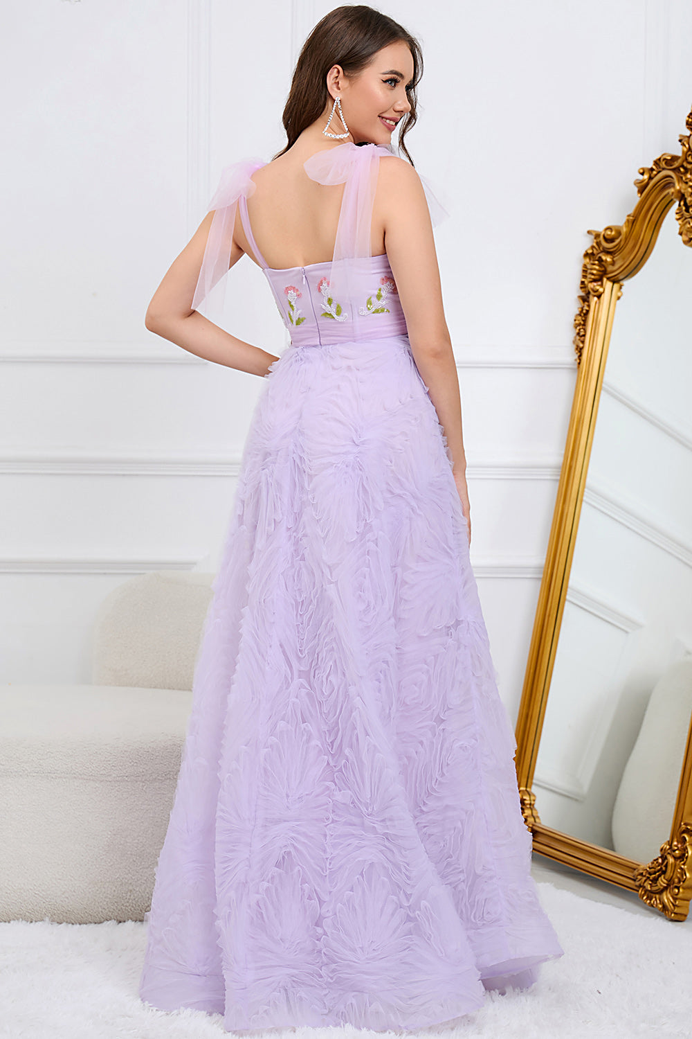 Light Green A-Line Prom Dress With Embroidery - Fashionpara