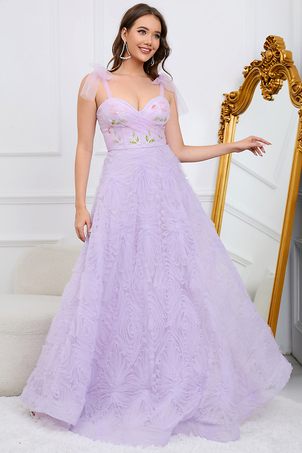 Light Green A-Line Prom Dress With Embroidery - Fashionpara