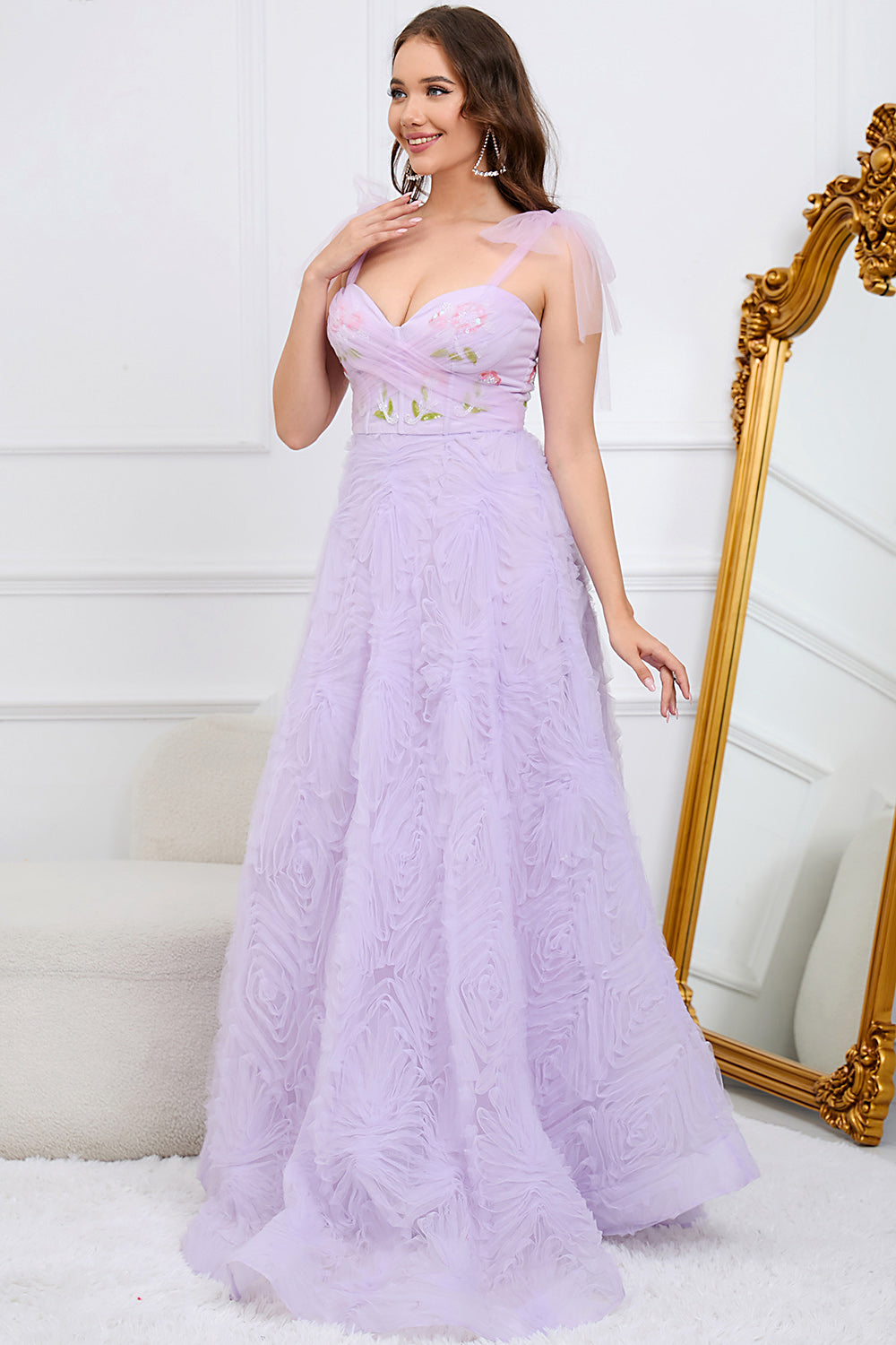 Light Green A-Line Prom Dress With Embroidery - Fashionpara