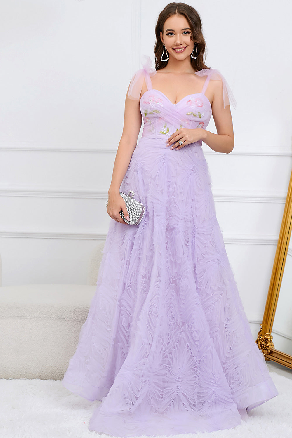 Light Green A-Line Prom Dress With Embroidery - Fashionpara