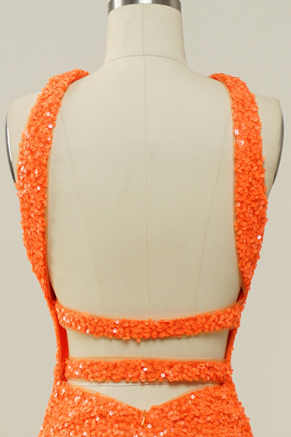 Orange Halter Sequined Backless Mermaid Prom Dress - Fashionpara