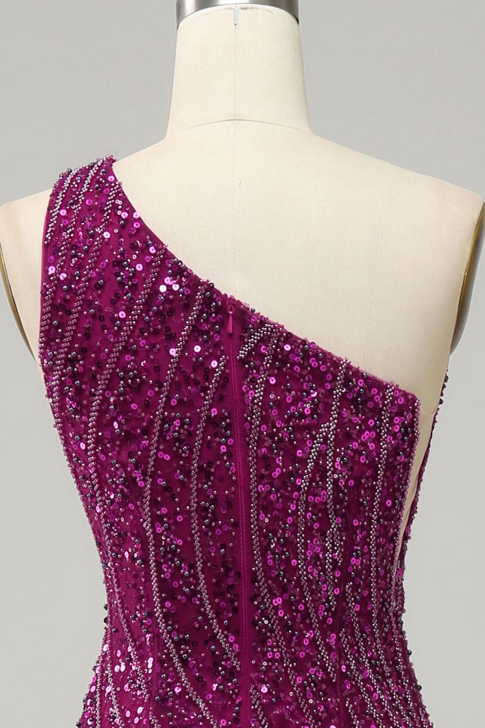 One Shoulder Sequin Prom Dress with Slit - Fashionpara