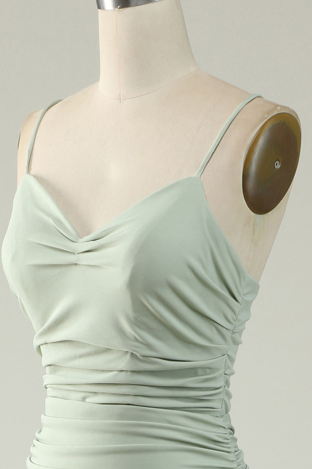 Mermaid Spaghetti Straps Grey Long Prom Dress with Criss Cross Back
