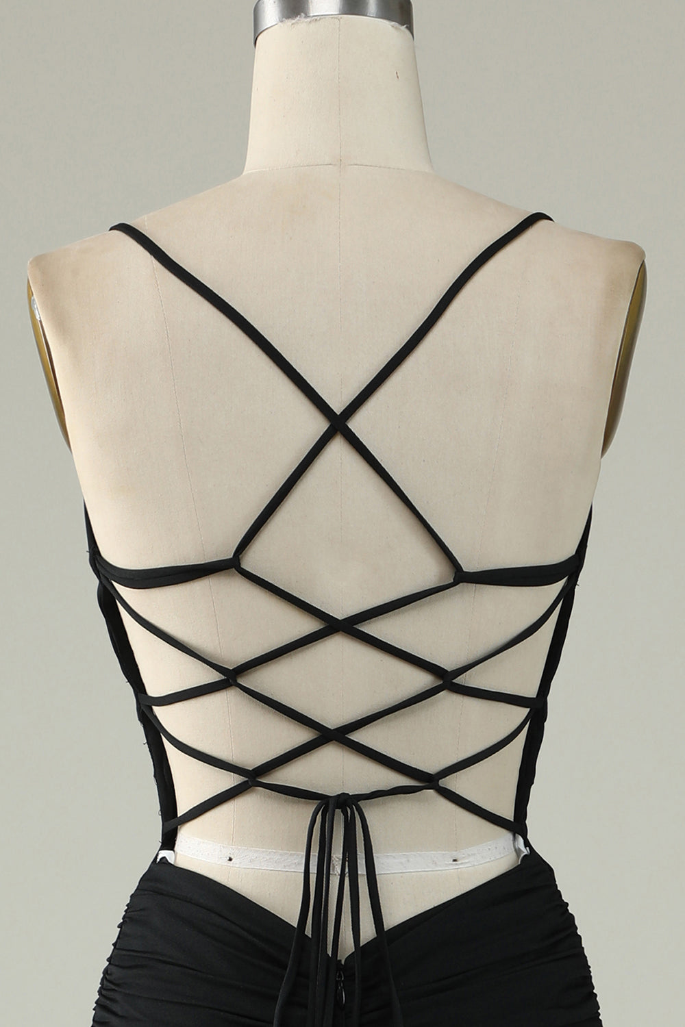 Mermaid Spaghetti Straps Black Plus Size Prom Dress with Keyhole
