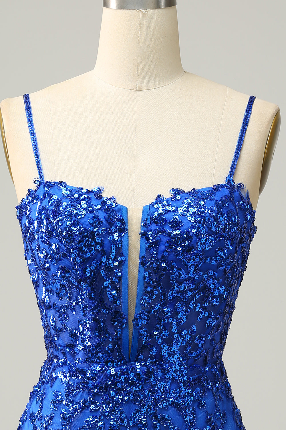 Sequins Spaghetti Straps Royal Blue Short Homecoming Dress