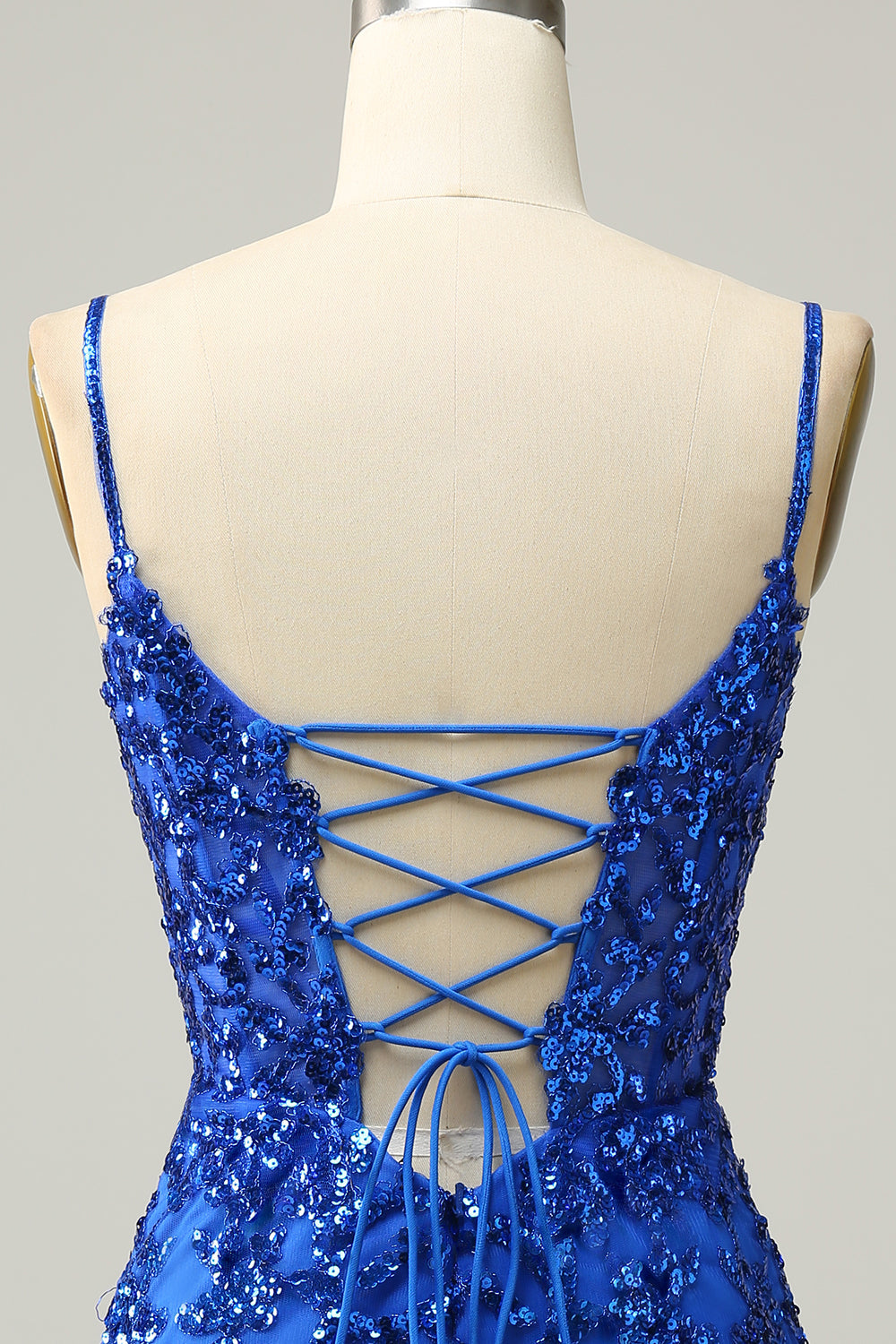 Sequins Spaghetti Straps Royal Blue Short Homecoming Dress