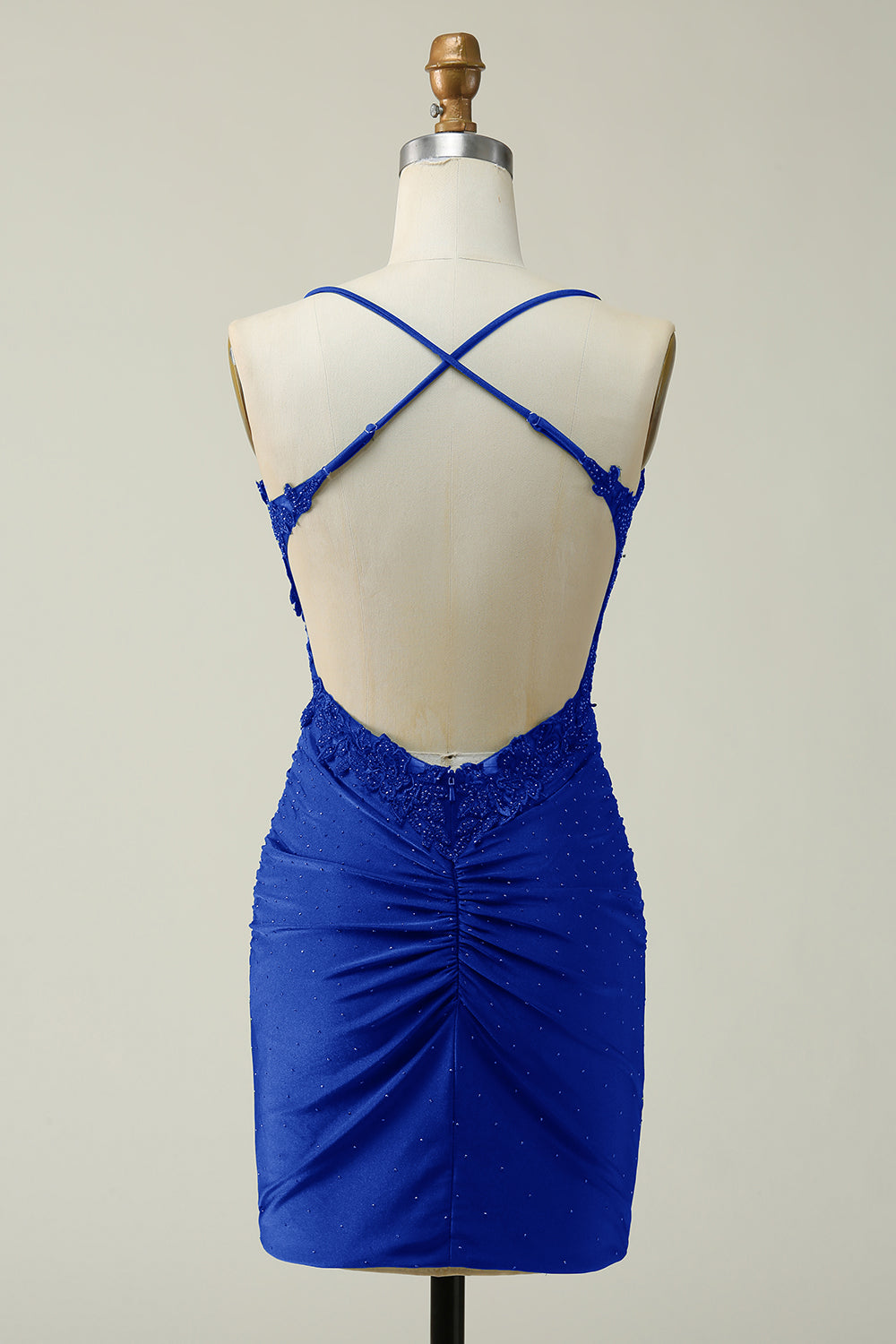 Sheath Spaghetti Straps Dark Green Appliques Short Homecoming Dress