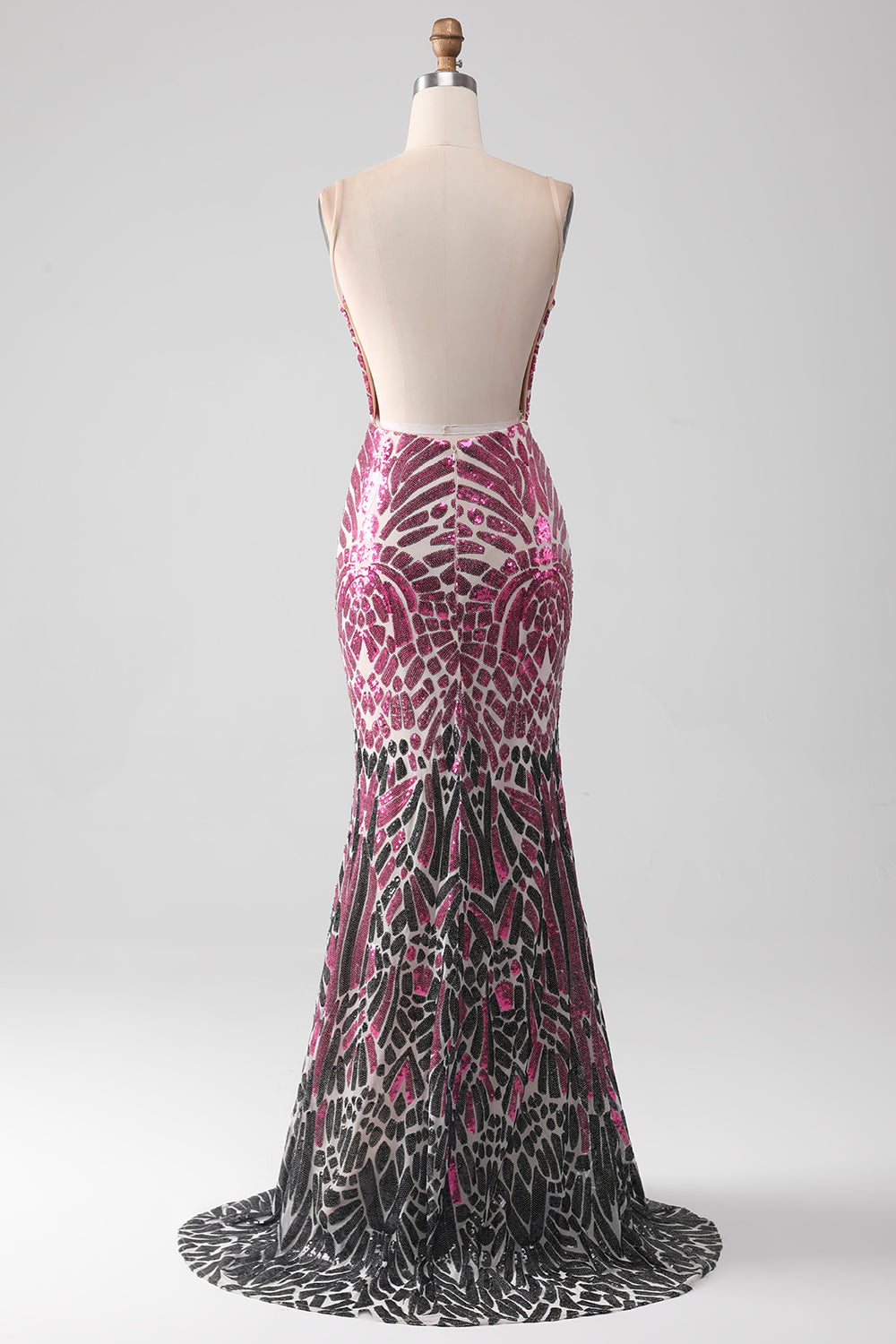 Sparkly Spaghetti Straps Mermaid Prom Dress with Backless - Fashionpara
